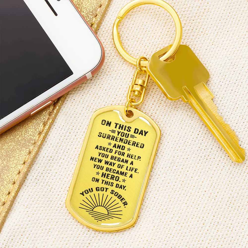 18k Gold Finish Steel Anniversary Keychain Q33877