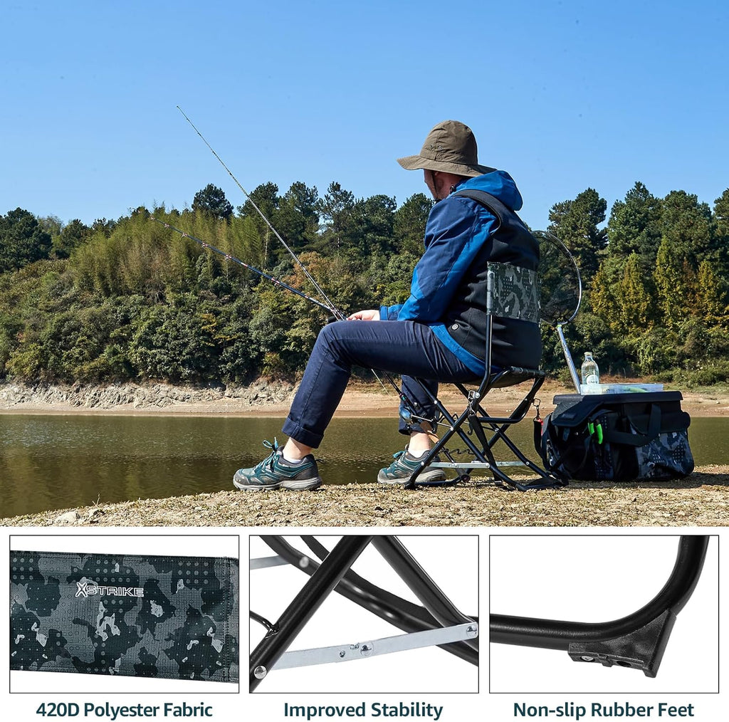 Folding Fishing Chair with Rod Holder F451