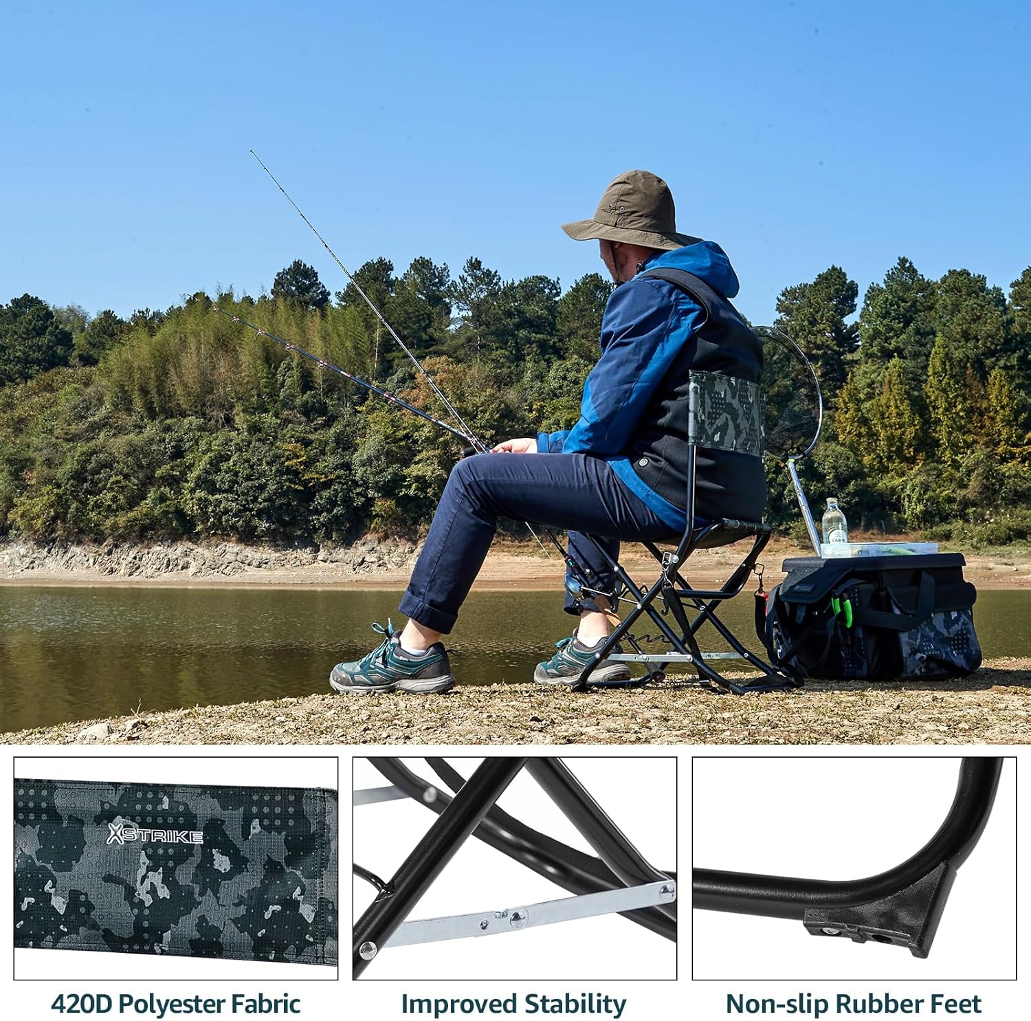 Folding Fishing Chair with Rod Holder F451