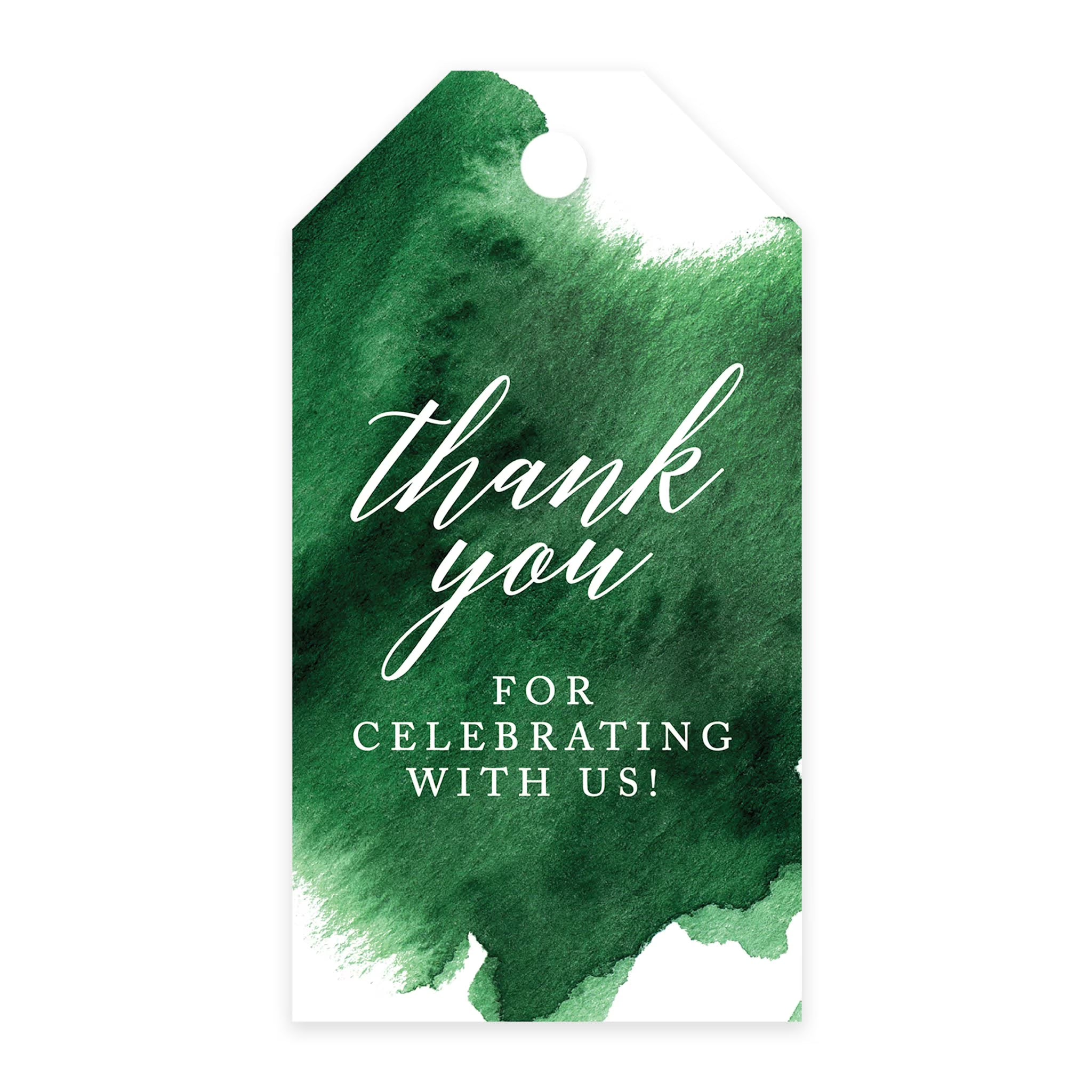 Emerald Green Watercolor Cardstock Gift Tags 100-Pk U803431