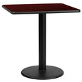 Square Mahogany Laminate Table Top with Round Table Height Base S188643