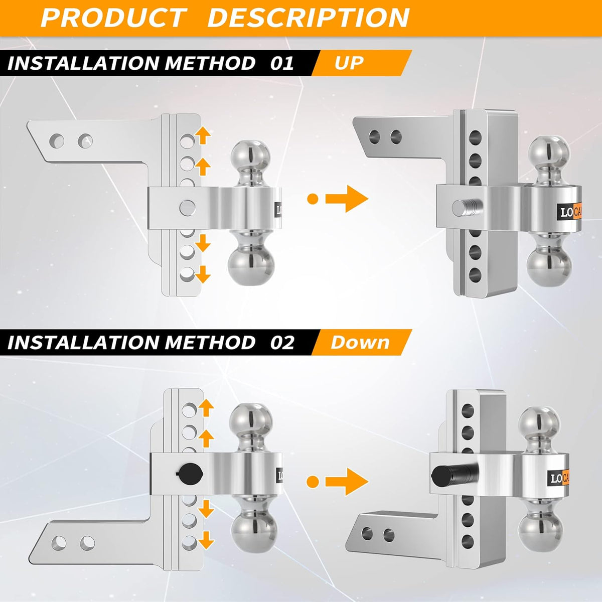 Adjustable Aluminum Trailer Hitch with Double Stainless Steel Locks H103639