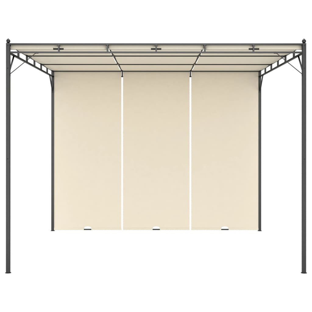 Cream Steel Frame Garden Gazebo with Side Curtain Canopy Tent I605802
