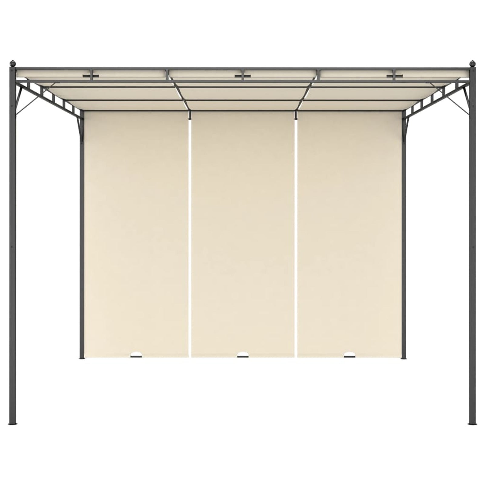 Cream Steel Frame Garden Gazebo with Side Curtain Canopy Tent I605802