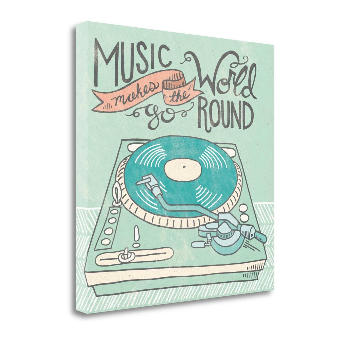 Retro Record Player Gray Giclee Print on Wrap Canvas, 20X20x22 G531518