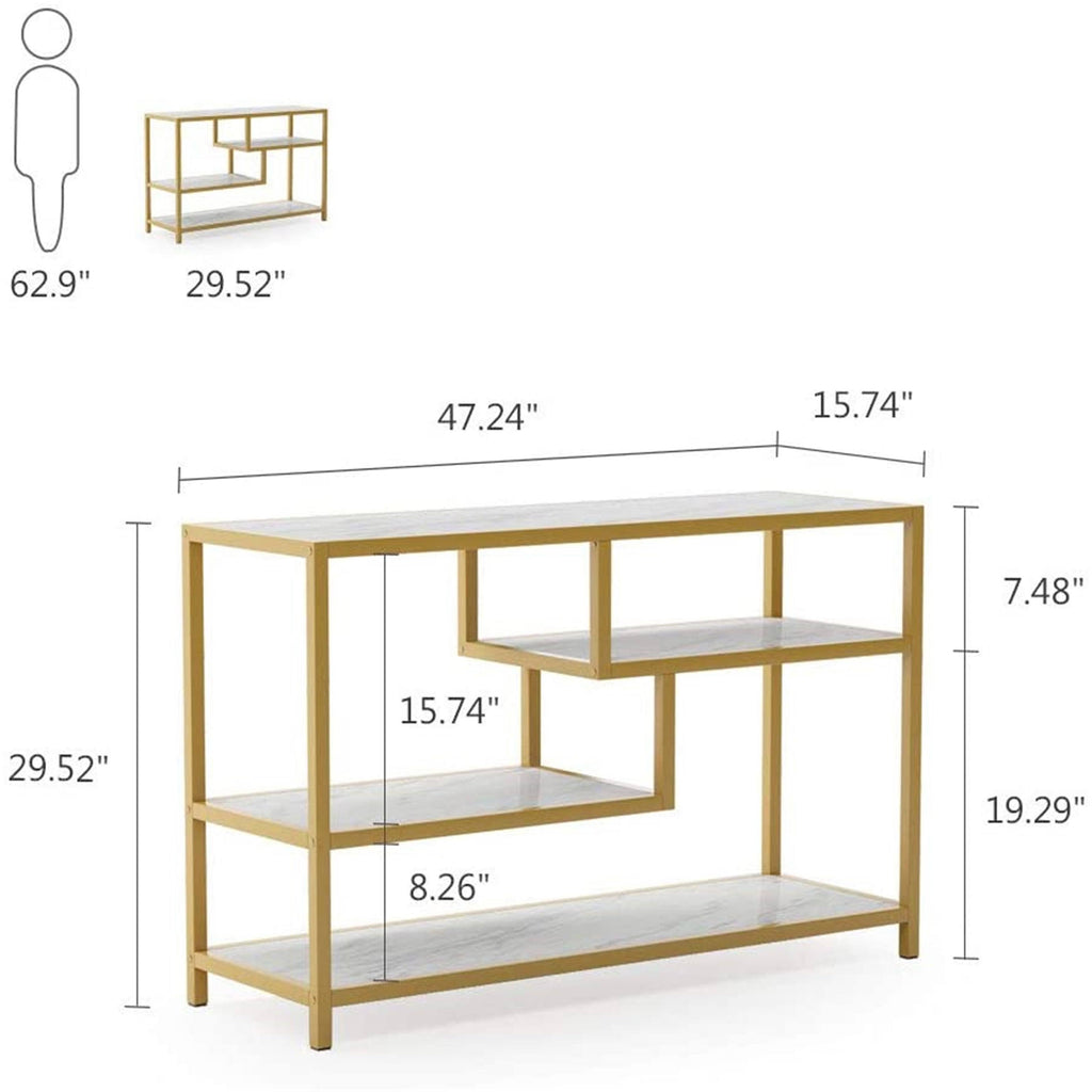 Gold-White 3-Tier Console Table J464234