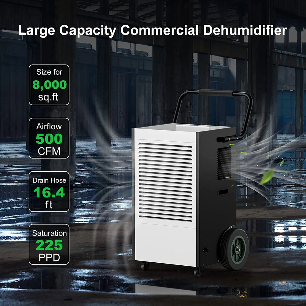 225 Pints Industrial Dehumidifier with Handles and Wheels K1966
