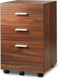 Walnut 3 Drawer Wood Mobile File Cabinet R980