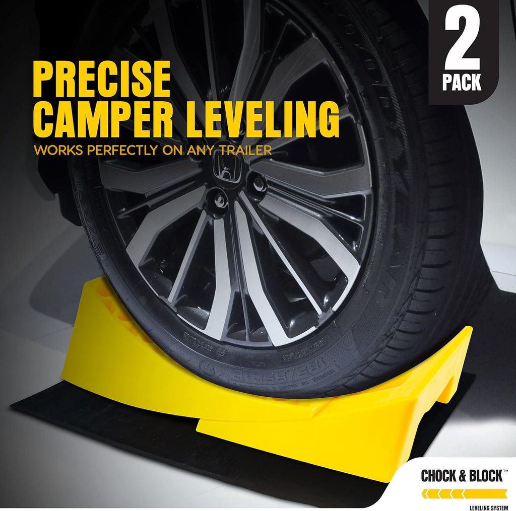 Rv Leveling Blocks Set, Non-Slip, Includes 2 Levelers, 2 Chocks and 2 Rubber Mats N729026