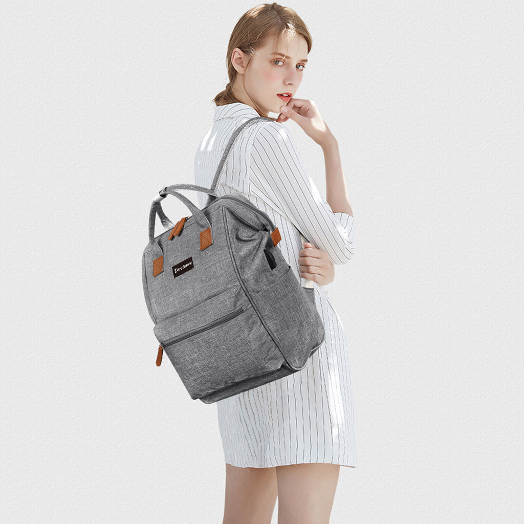 Grey Casual Backpack with USB Charging Port L822119