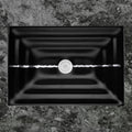 Black Glass Rectangular Sink with Silver Accent Z633