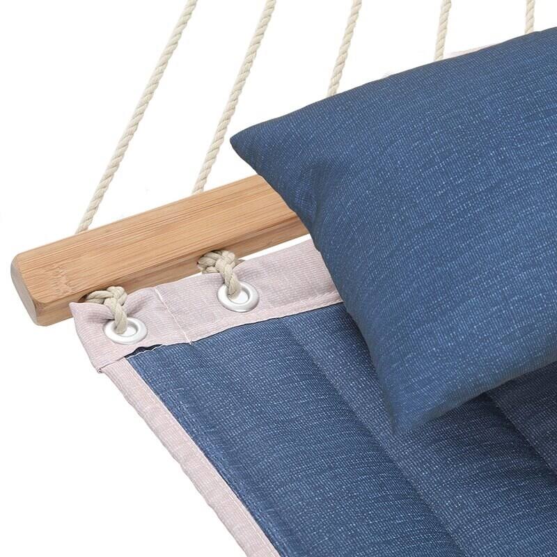 Blue Stripe Padded Hammock with Spreader Bar Z9456