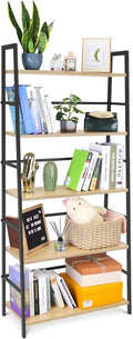 5-Tier Industrial Bookshelf with Metal Frame Y614167
