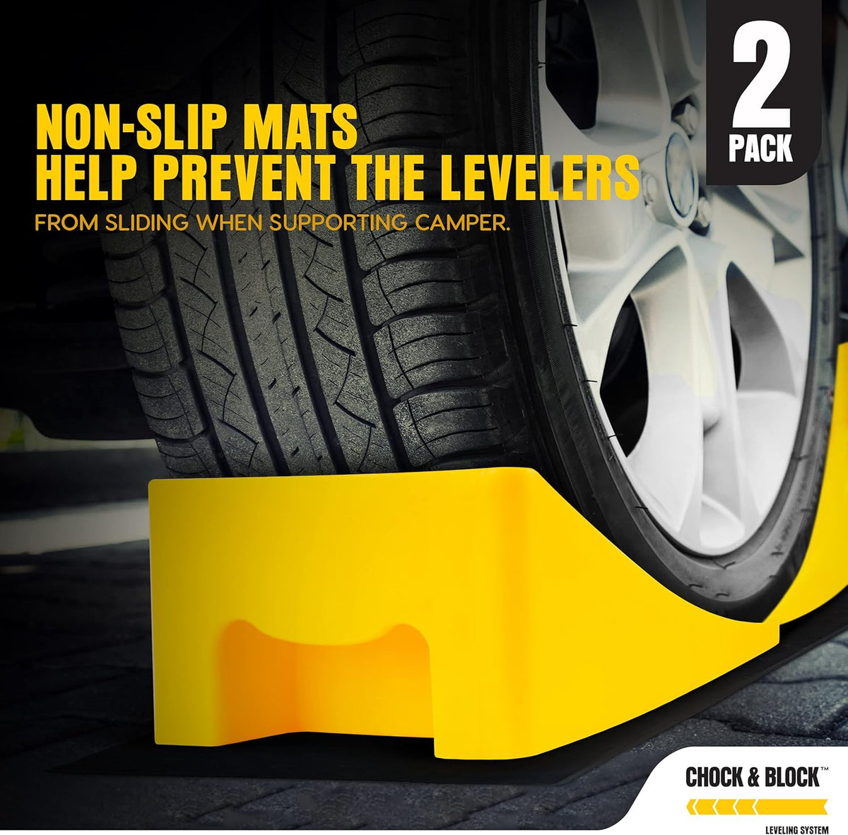 Rv Leveling Blocks Set, Non-Slip, Includes 2 Levelers, 2 Chocks and 2 Rubber Mats N729026