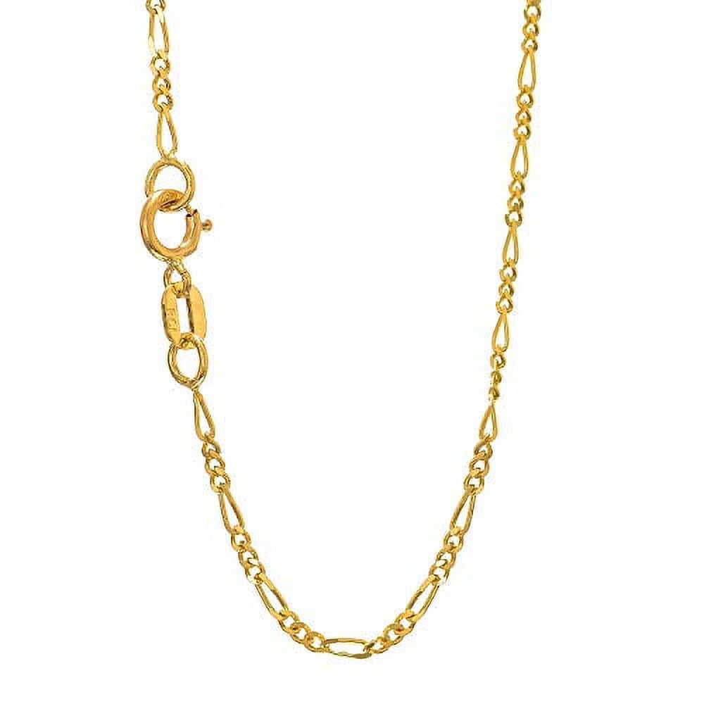 14k Solid Yellow Gold Figaro Chain Necklace, 16 Inches G7535