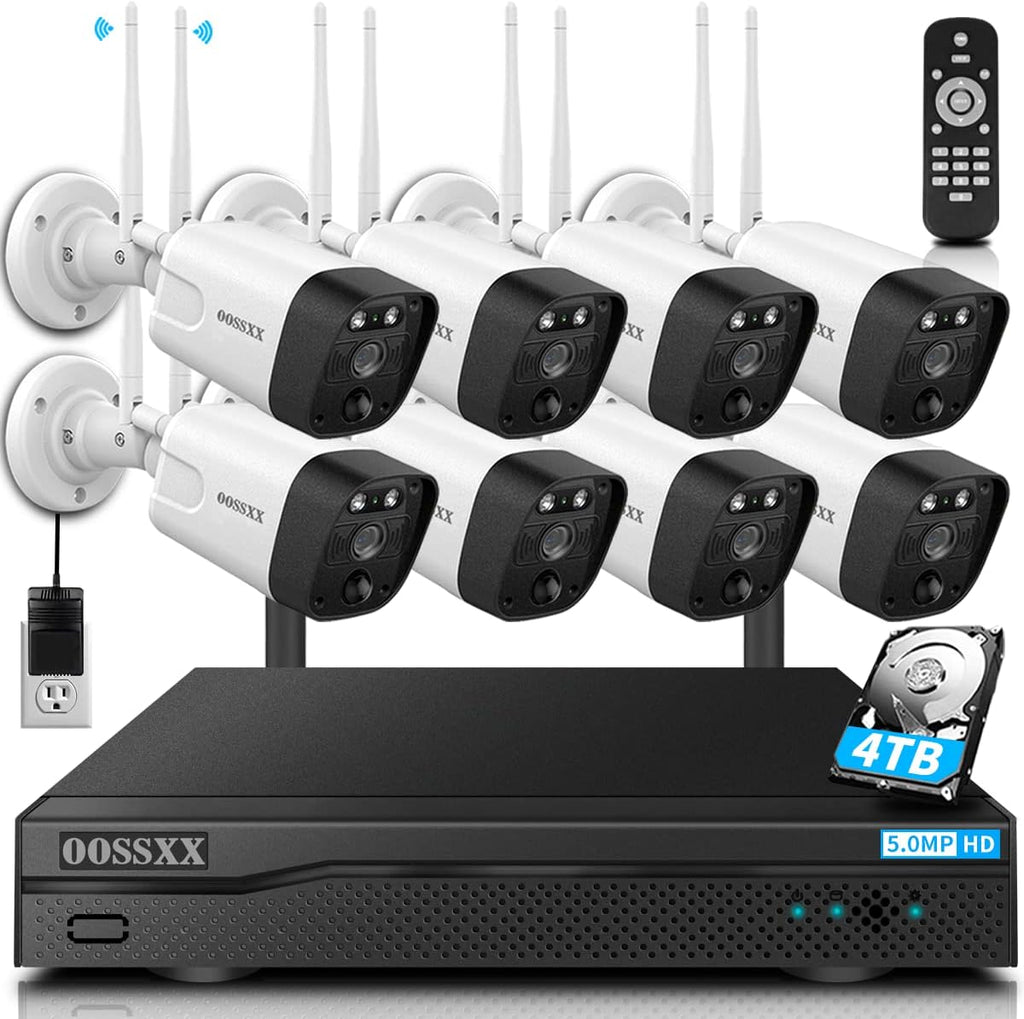 3K 5.0MP 1944P Wireless Security Camera System with 4TB Hard Drive and 8 Cameras U8974