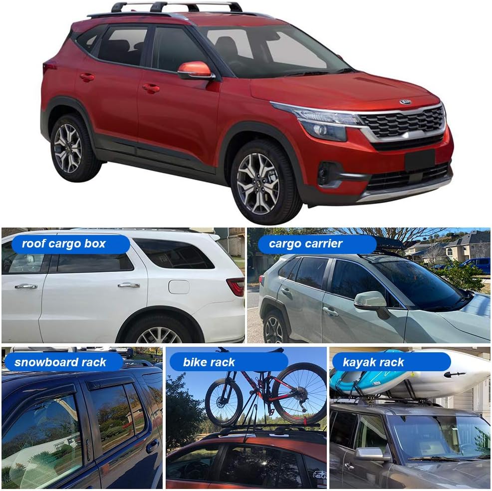 Lockable Roof Racks Cross Bars for Kia Seltos 2021 2022 D972