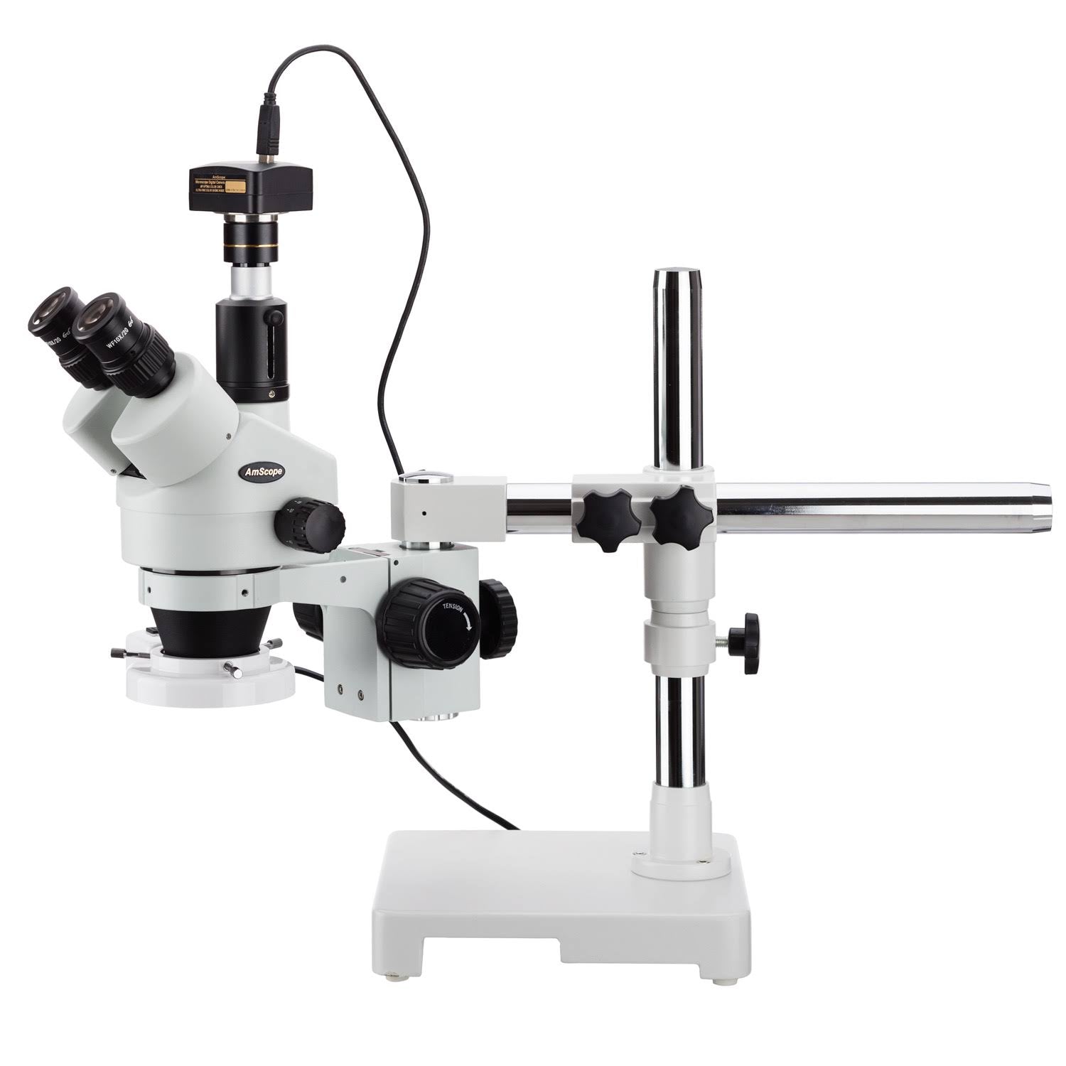 3.5X-45X Trinocular Stereo Zoom Microscope with Fluorescent Ring Light and 3MP Camera L7862