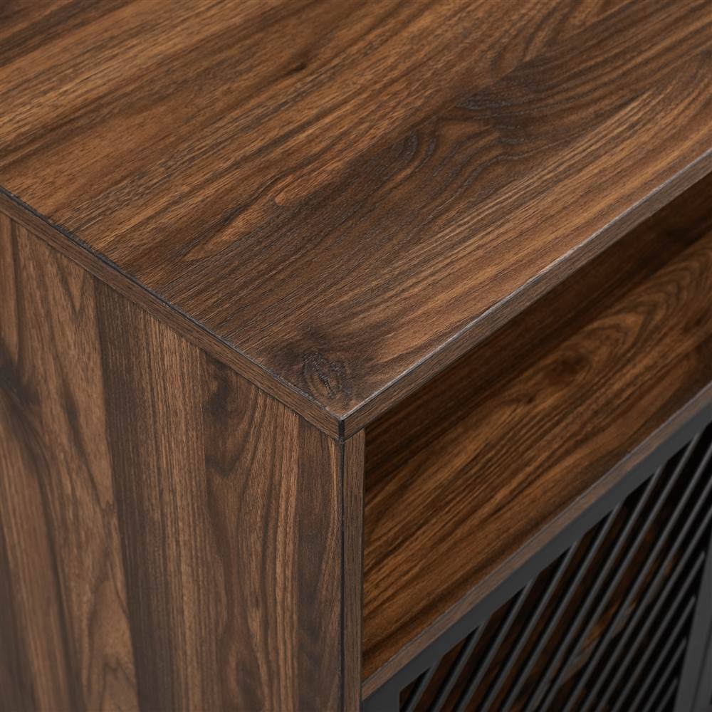 Dark Walnut Metal Door Accent Cabinet Z751