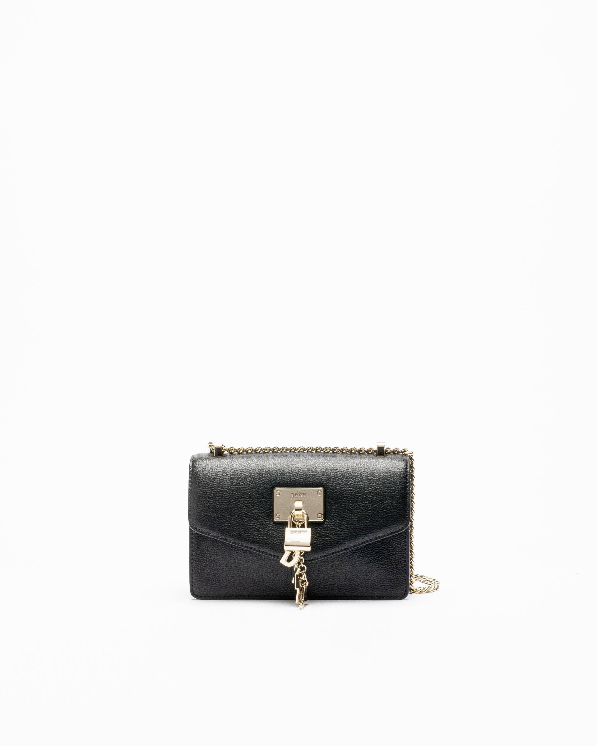 Leather Flap Shoulder Bag Black/Gold O503