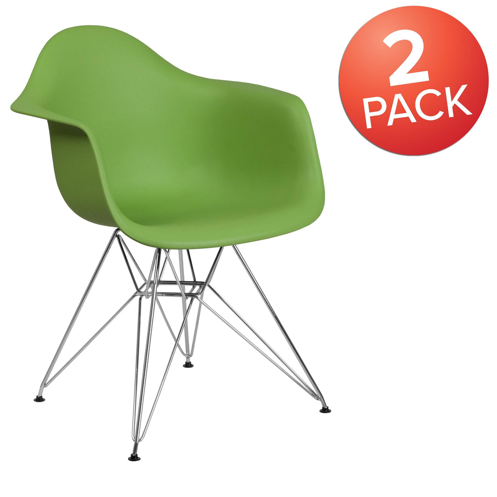 Green Plastic Chair with Chrome Base O537