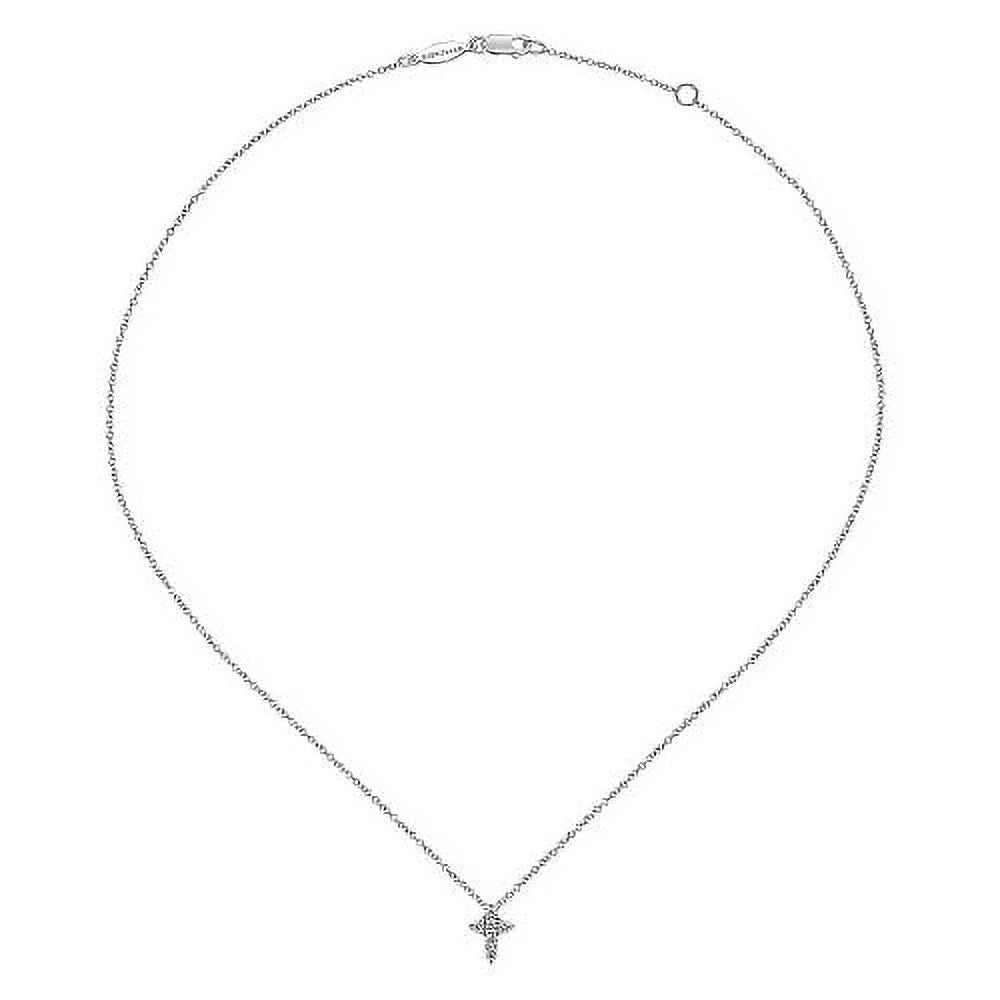 14K White Gold Diamond Cross Pendant Necklace with 18 inches chain X571403