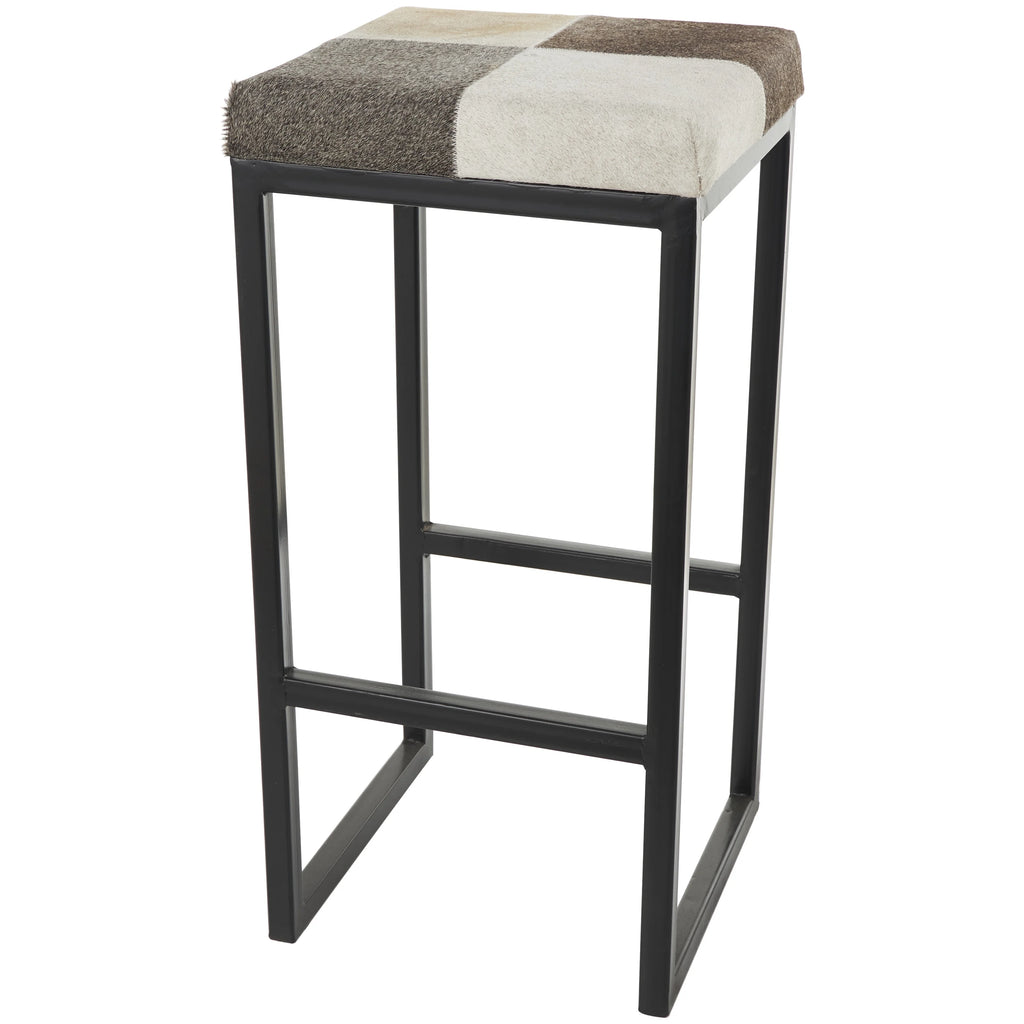 Gray Metal Bar Stool with Black Base Y732018