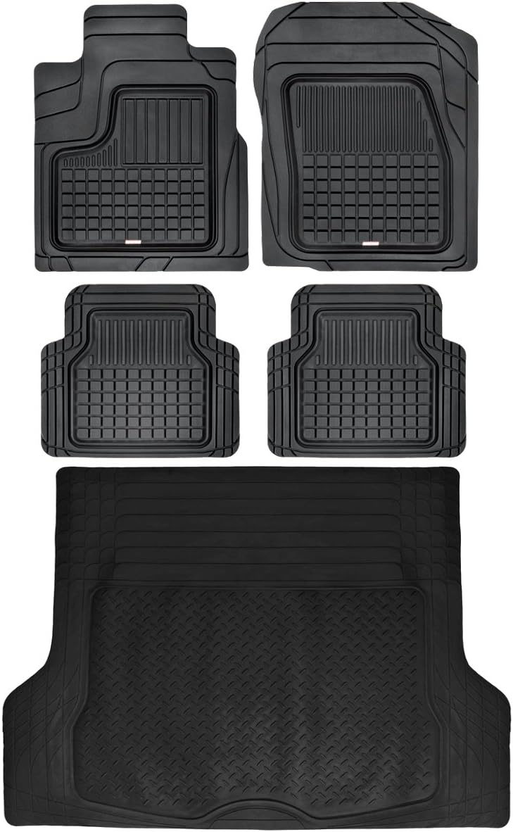 5 Piece Black Rubber Car Floor Mat & Cargo Truck Liner U8993