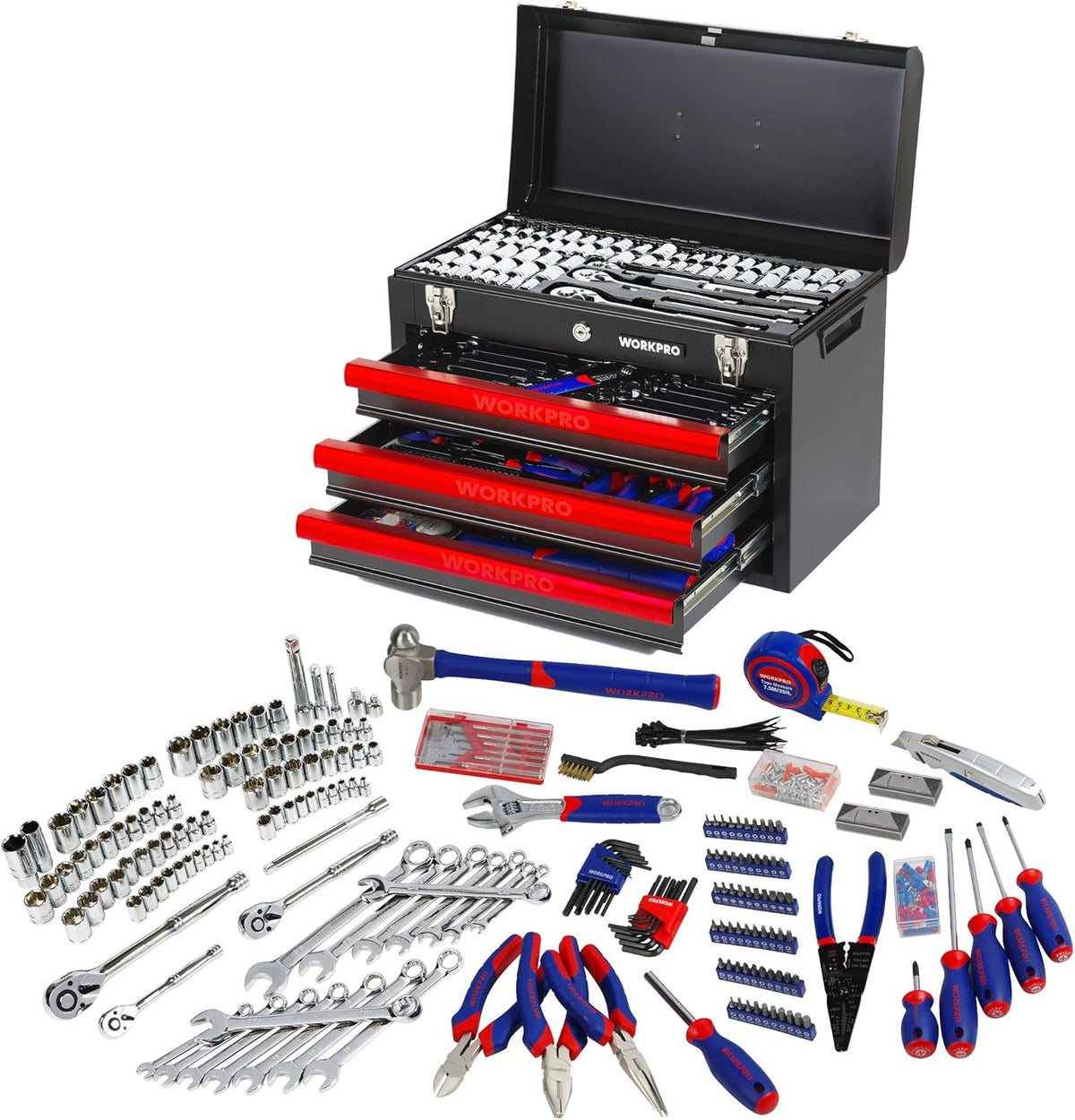 408-Piece Mechanics Tool Set with 3-Drawer Metal Box N468