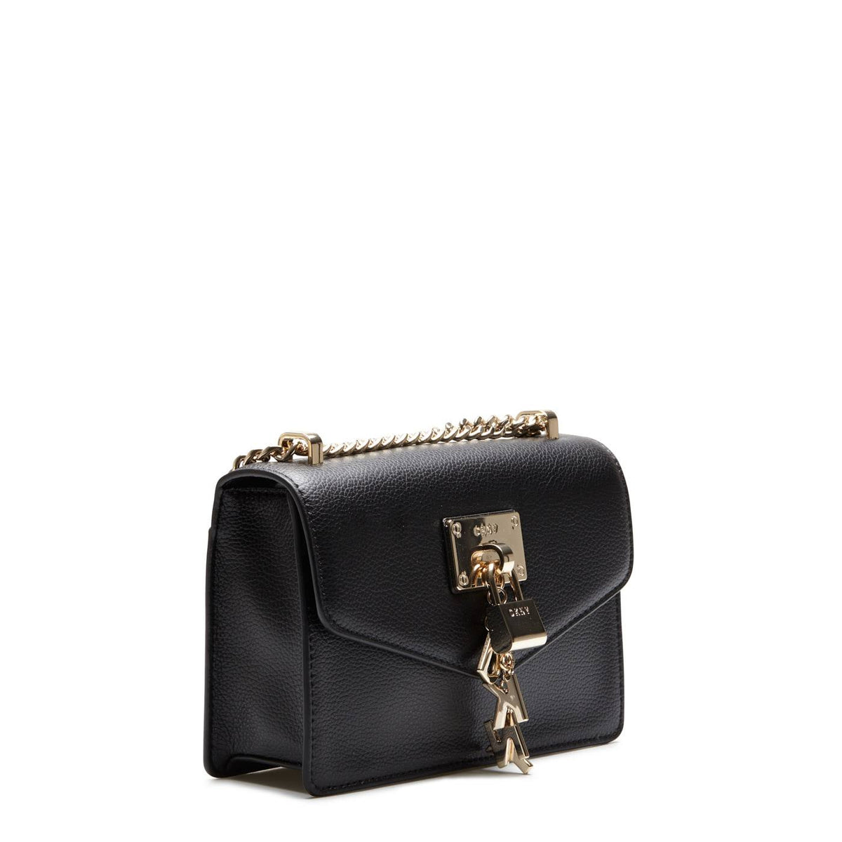 Leather Flap Shoulder Bag Black/Gold O503