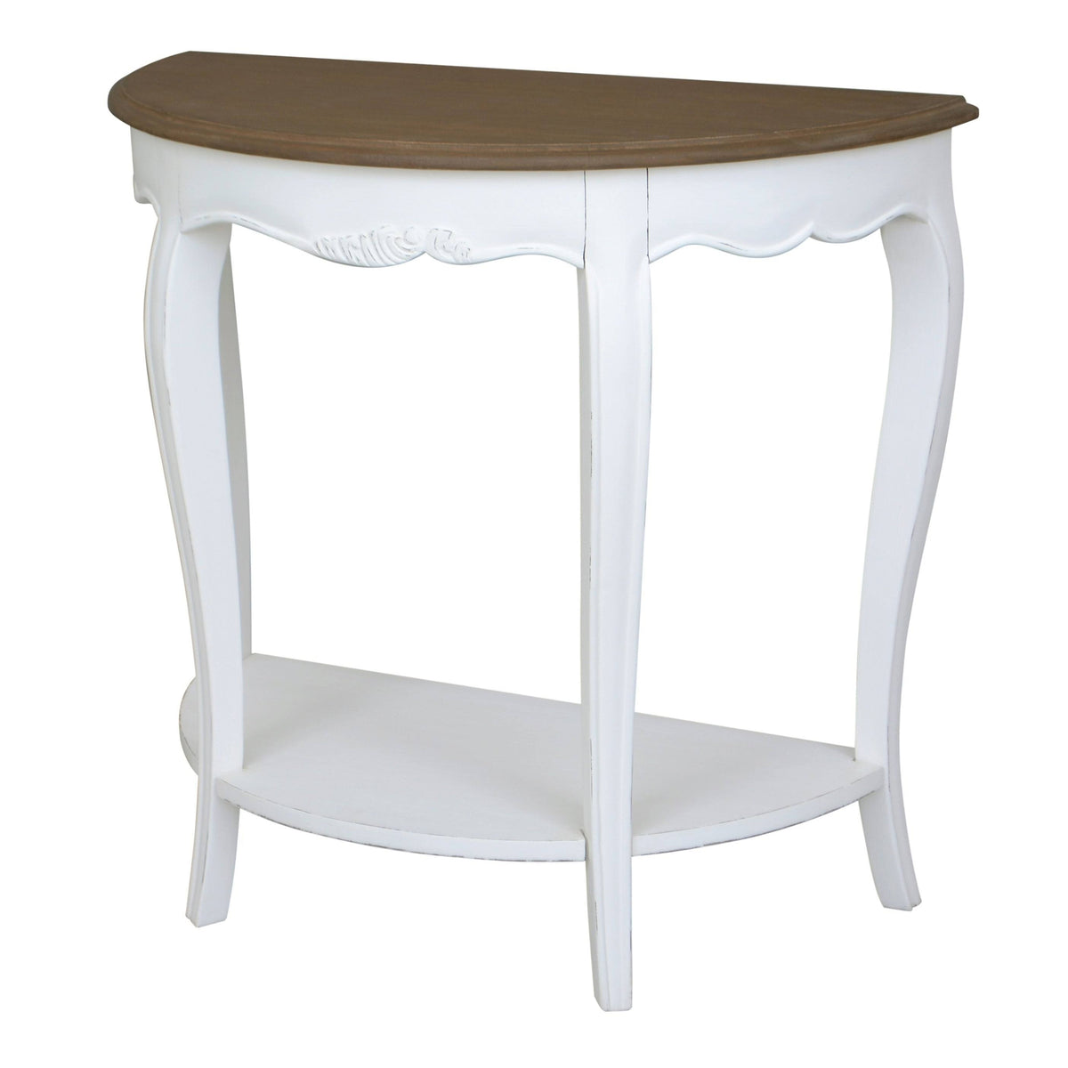 Antique White Half-Moon Console Table C62822