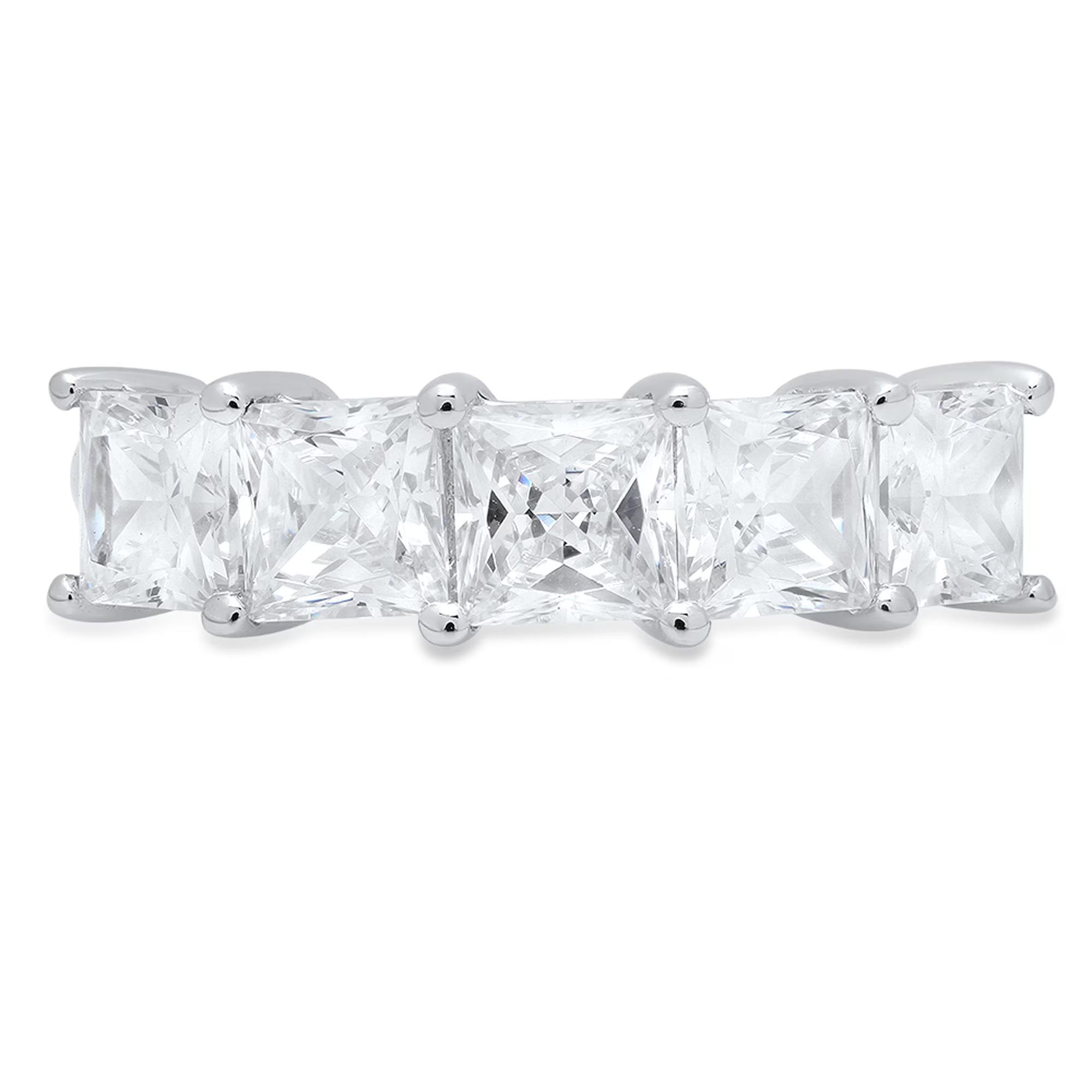 Princess Cut Genuine Cultured Diamond 18K White Gold Eternity Ring C648215