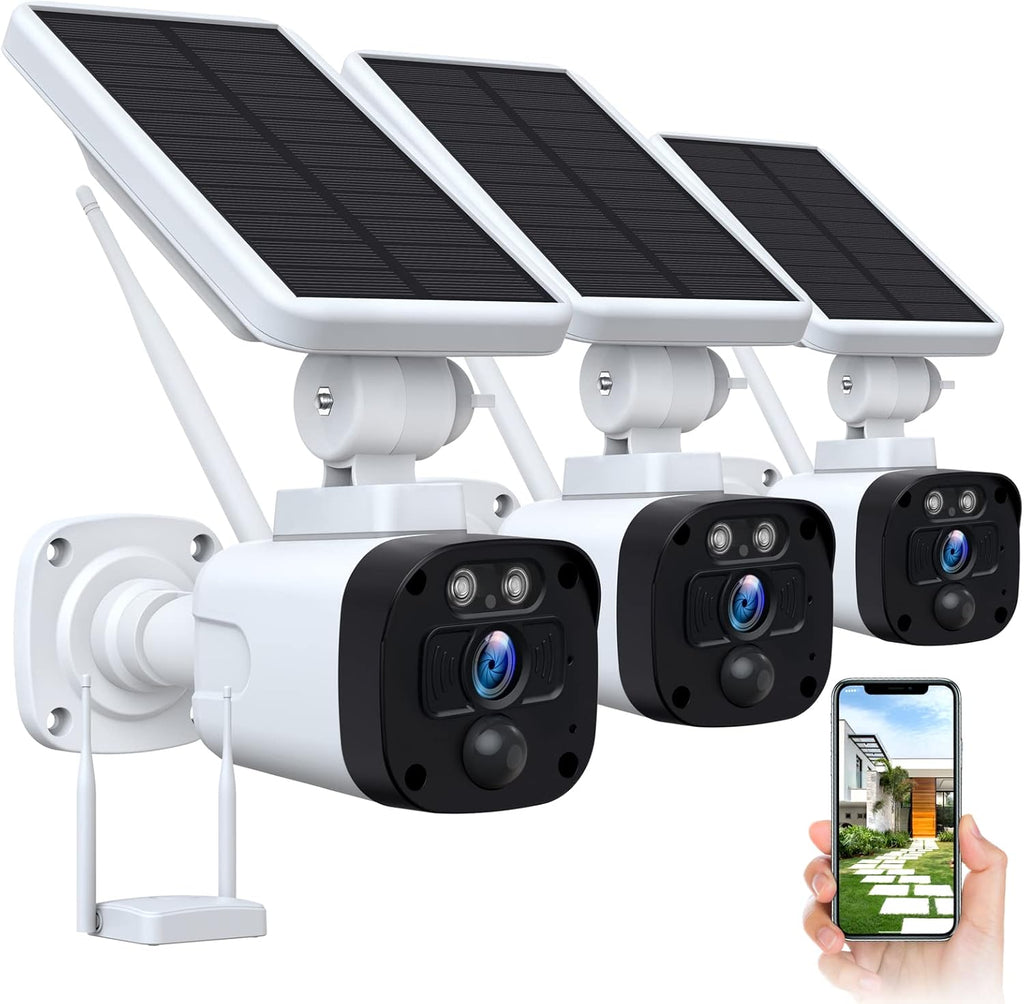 2K Solar Wireless Security Camera System with 3 WiFi Cameras and Base Station F84547
