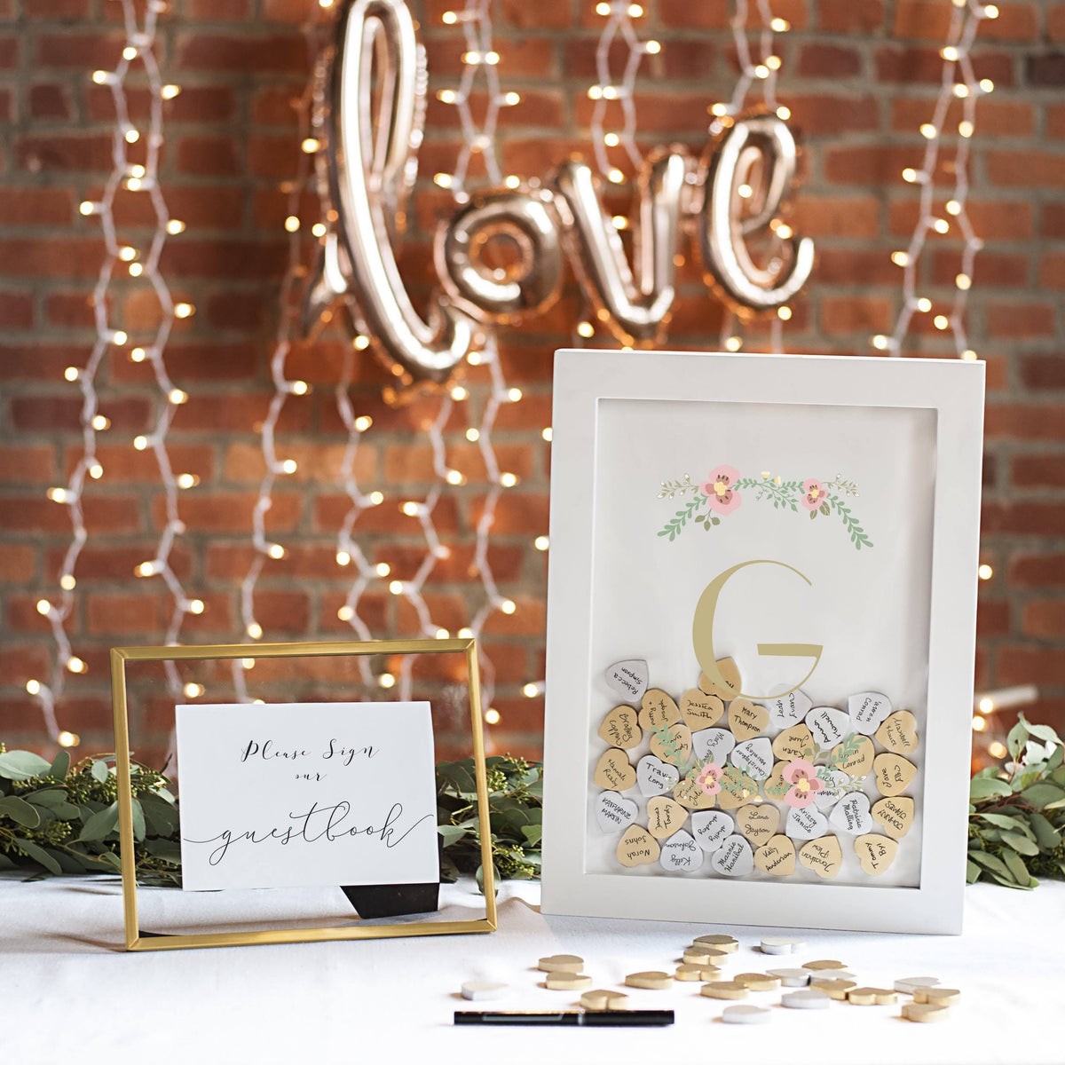 Floral Heart Drop Guestbook M8725