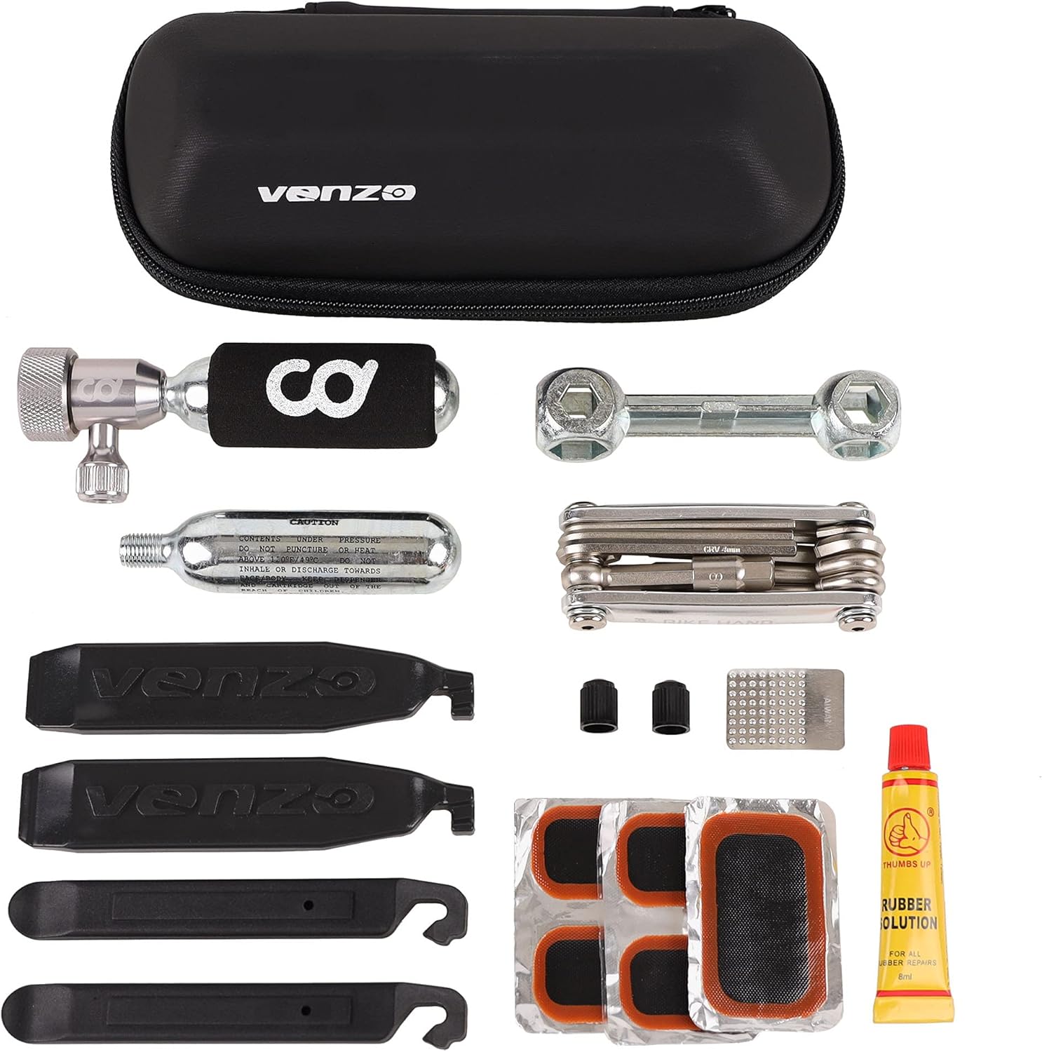 Bike Tyre Repair Maintenance Kit with Tyre Lever, CO2 Inflator, Hand Tool, Tube Patch Pack of 2 K194