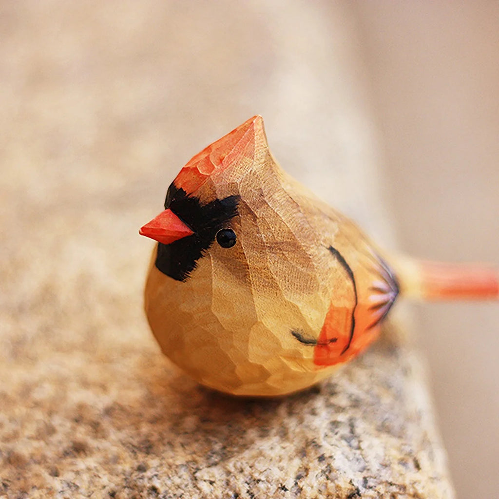 Red Wood Bird Figurine U5498