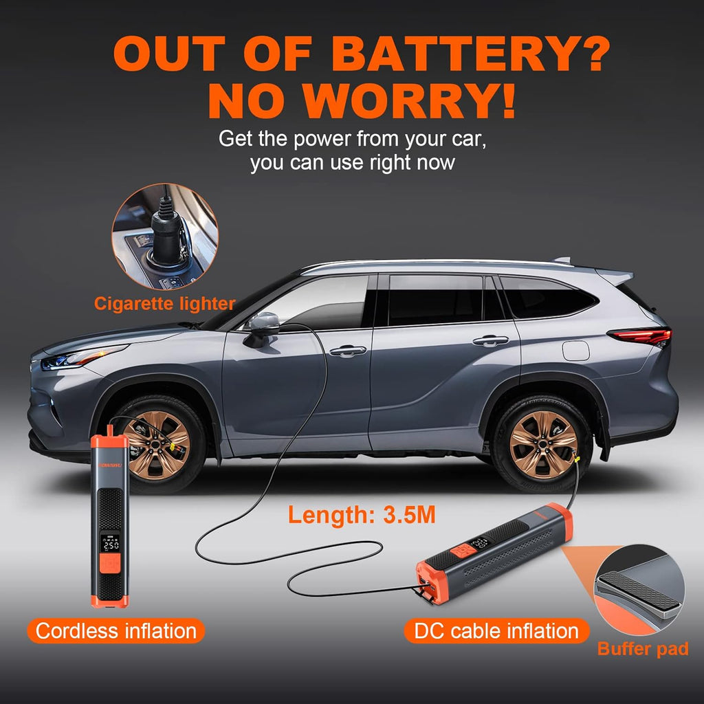 6000mAh 150PSI Tire Inflator Portable Air Compressor with LCD B373