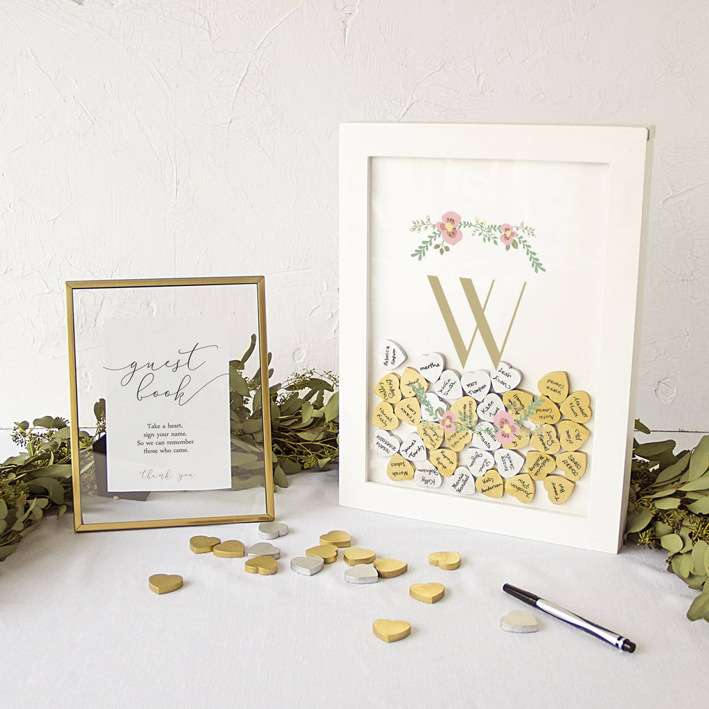 Floral Heart Drop Guestbook M8725
