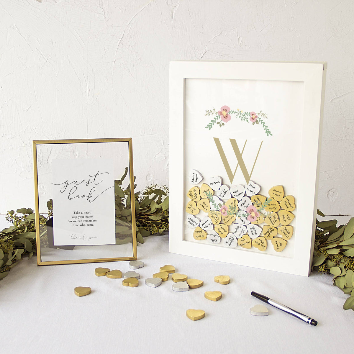 Floral Heart Drop Guestbook M8725