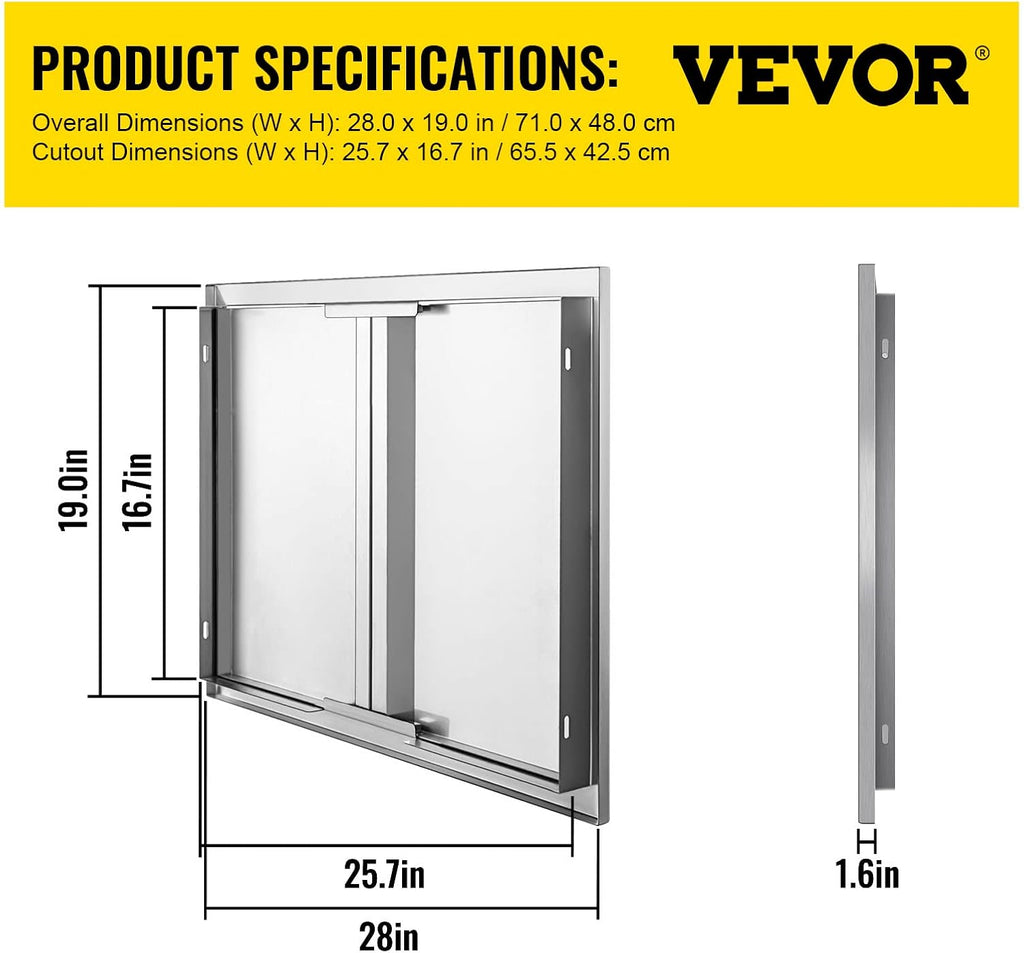 Stainless Steel Double BBQ Door with Recessed Handle M935