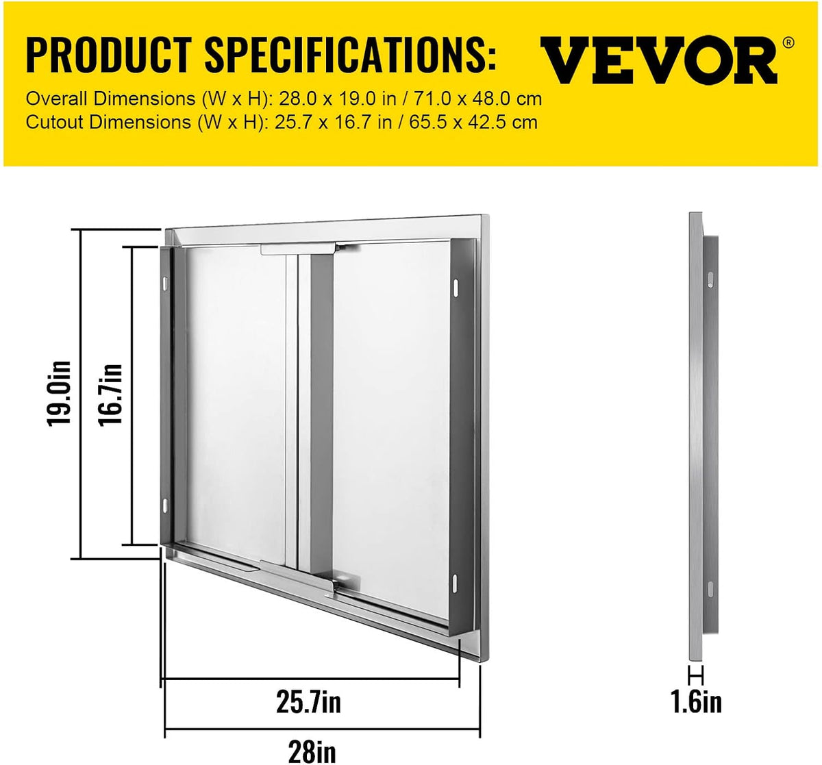 Stainless Steel Double BBQ Door with Recessed Handle M935