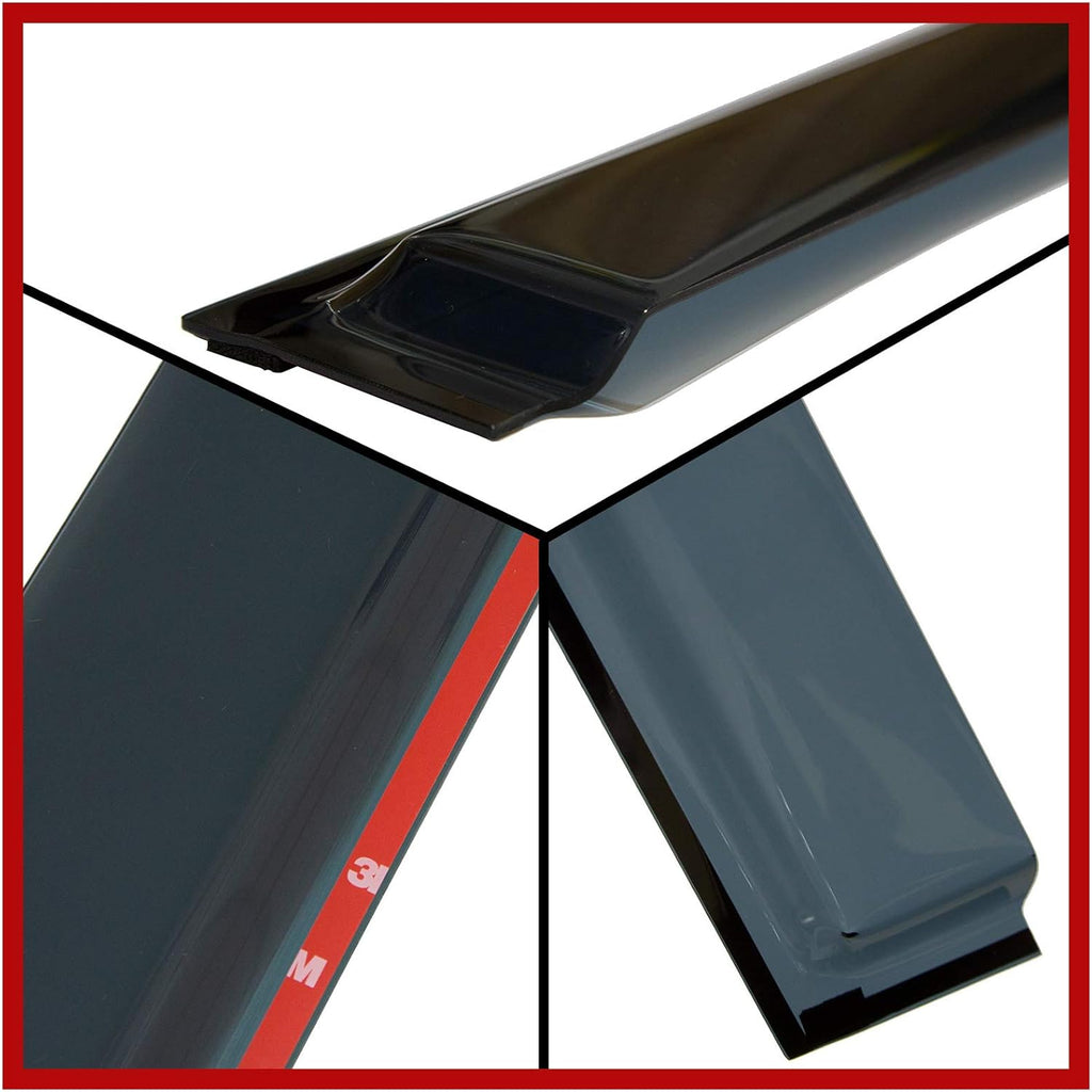 Smoke Tinted Tape-On Side Window Visor Deflectors Rain Guards Pack of 2 U940