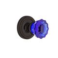 Crystal Cobalt Glass Passage Door Knob in Timeless Bronze V427