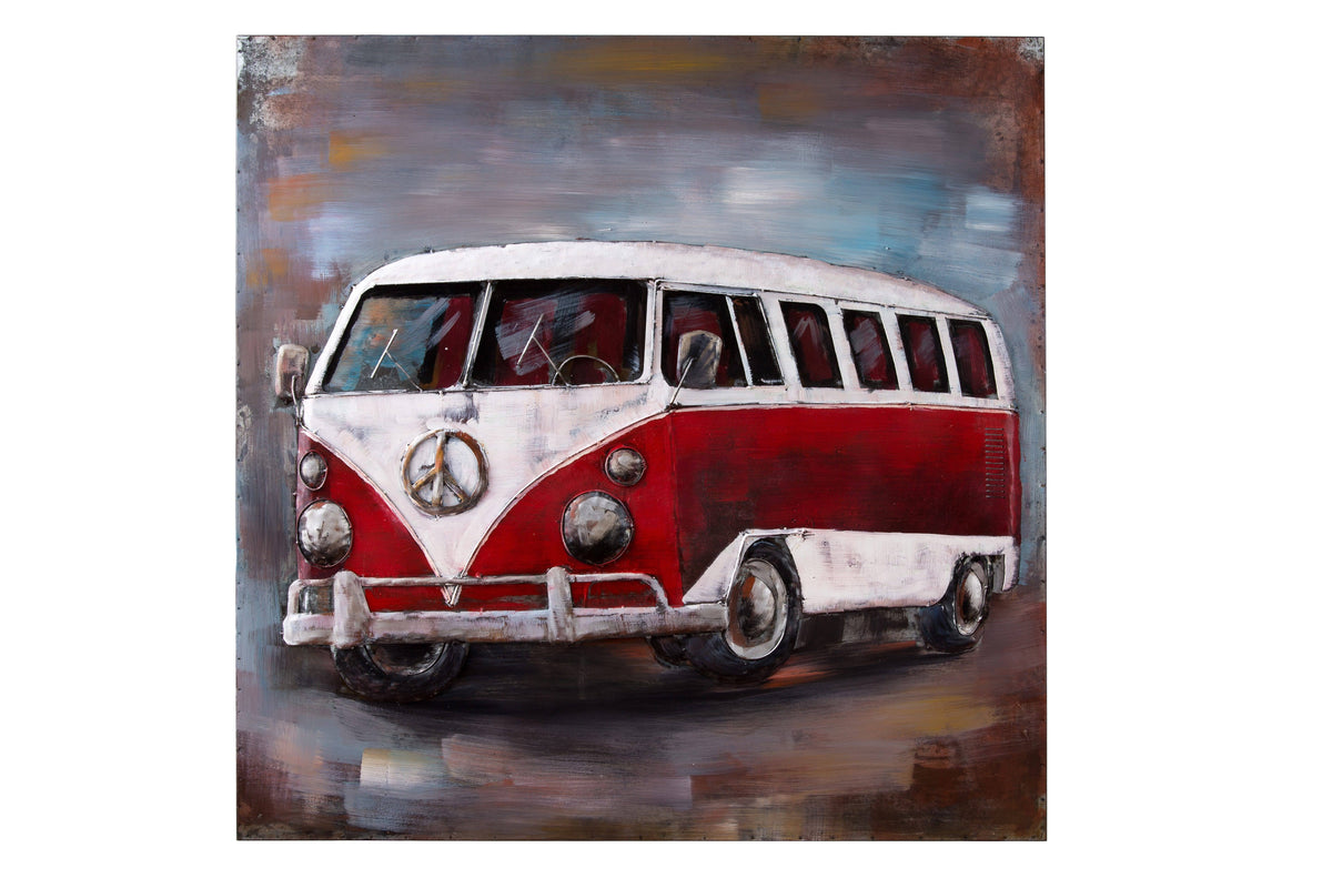 Rustic Hand Painted Mixed Media Vanagon Z560227