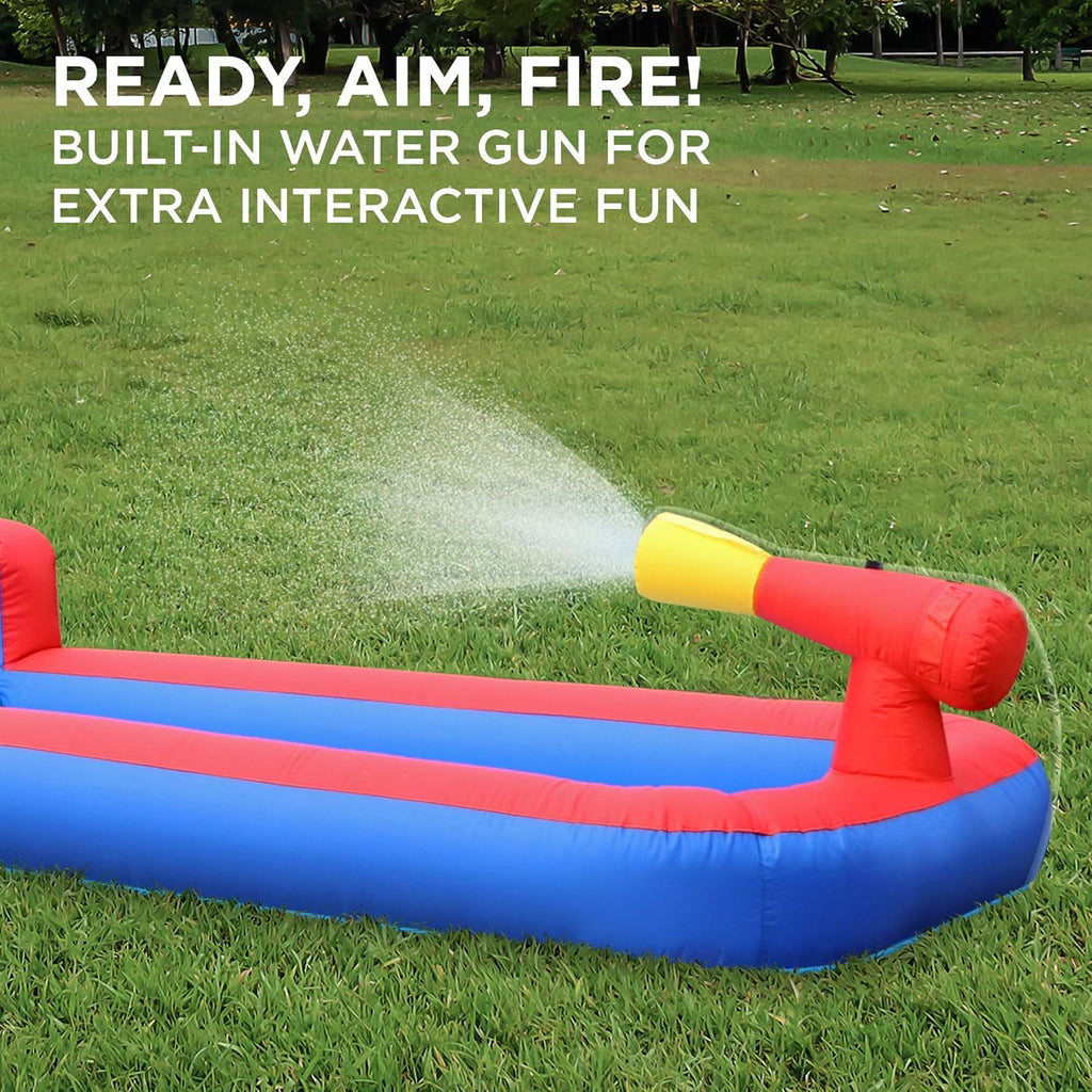 Inflatable Water Slide Park with Climbing Wall, Slide, Splash Pool, Air Pump & Carrying Case I43718