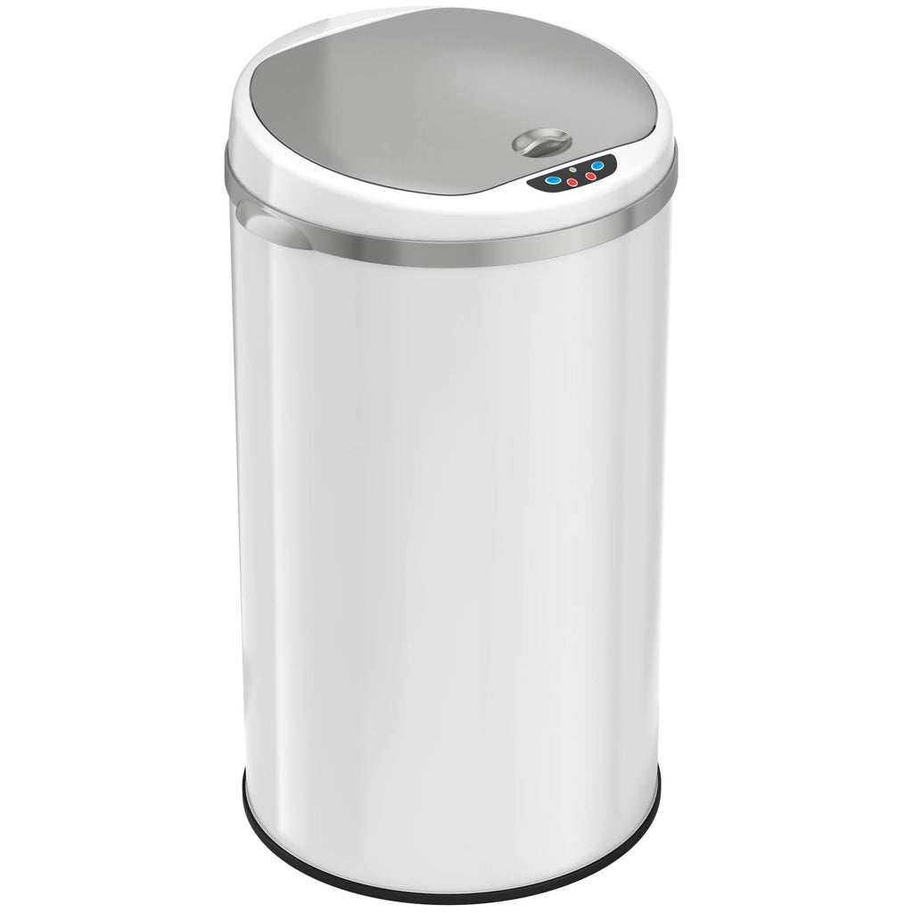 Pearl White 8 Gal Motion Sensor Trash Can E5016