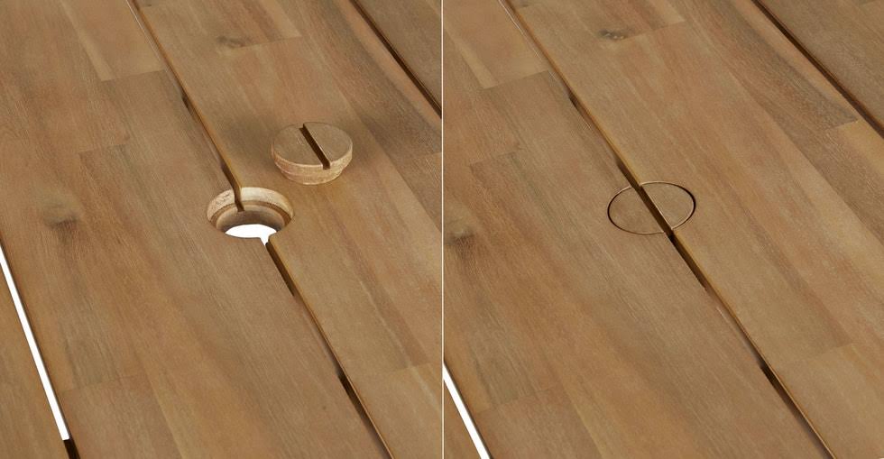 Slate Metal Legs Acacia Dining Table Q74169