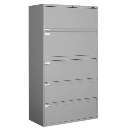 5 Drawer Lateral Metal File Cabinet Light Grey Q598