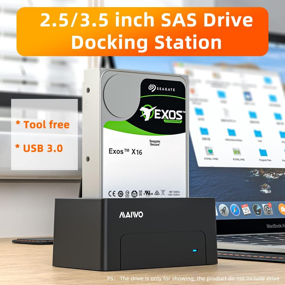 SAS to USB 3.0 External Hard Drive Docking Station Adapter Reader with Indicator Light Support 2.5 3.5 inch SAS Tool Free Storage Expansion P733