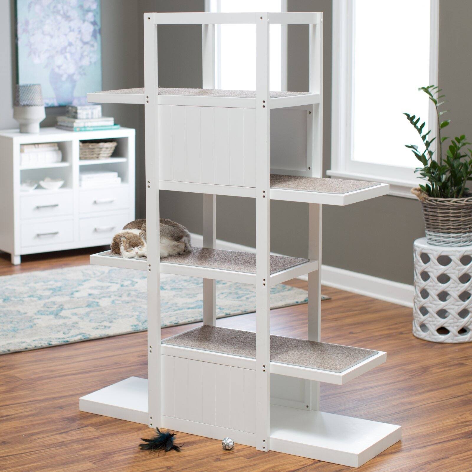 Cat Tree Bookshelf White Y4231
